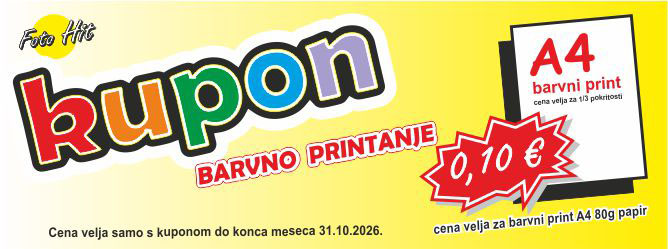 Kupon za barvno printanje A4
